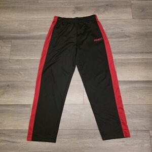 AND1 Vintage Track Pants Mens Medium Black Polyester Fleece Basketball Red
